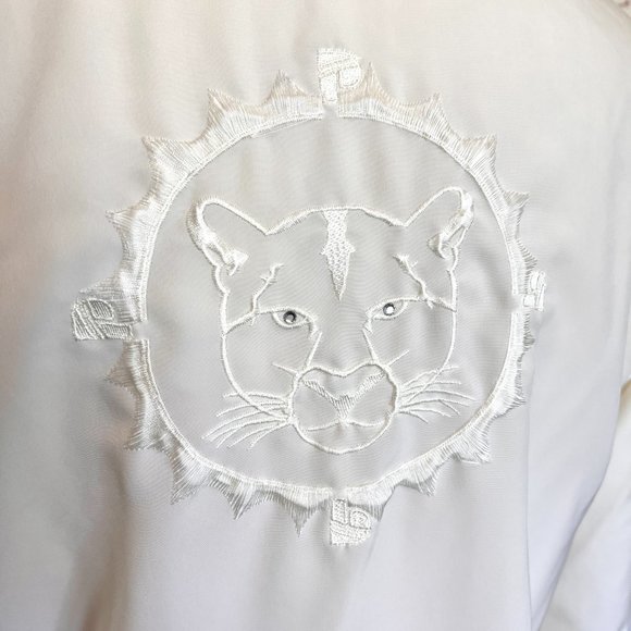 Tiger Embroidered Mens Off White Shirt - Platini - Size Medium - Lightweight - Picture 9 of 13